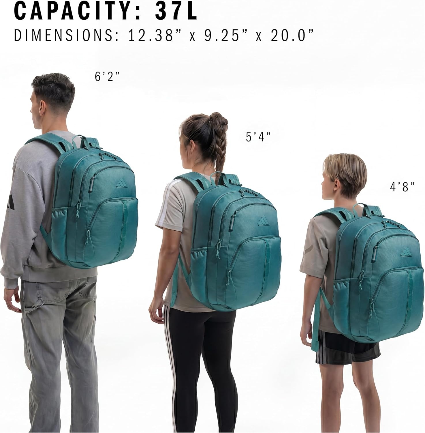 image:imageadidas Prime 7 Backpack for Laptop School and Travel 37LPreloved Teal GreenBlack
