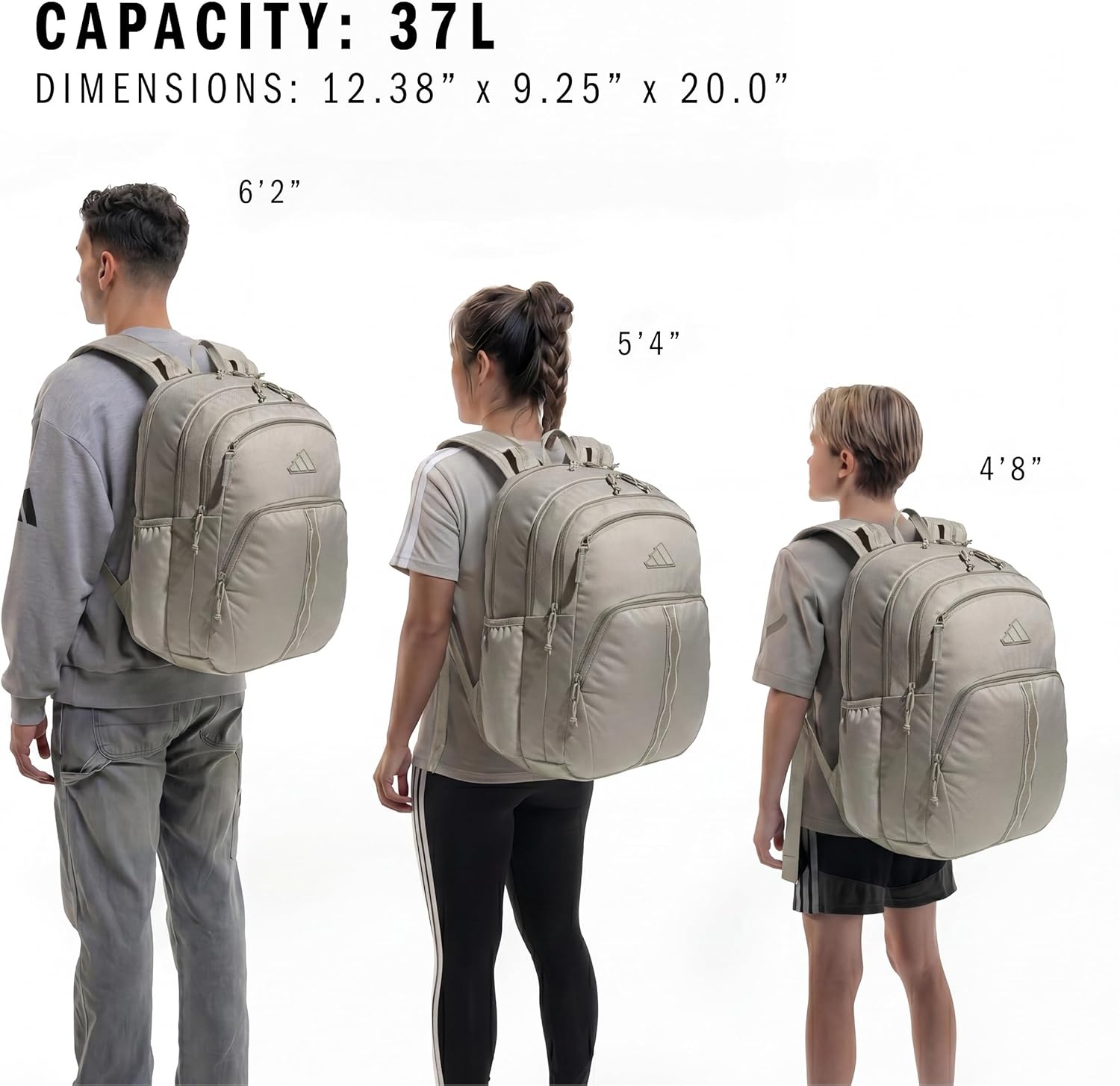 image:imageadidas Prime 7 Backpack for Laptop School and Travel 37LSilver Pebble Grey