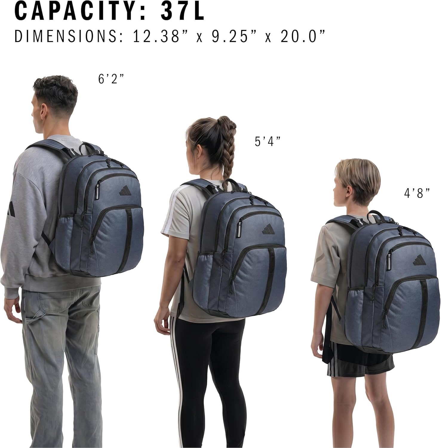 image:imageadidas Prime 7 Backpack for Laptop School and Travel 37LTwill Onix GreyBlack