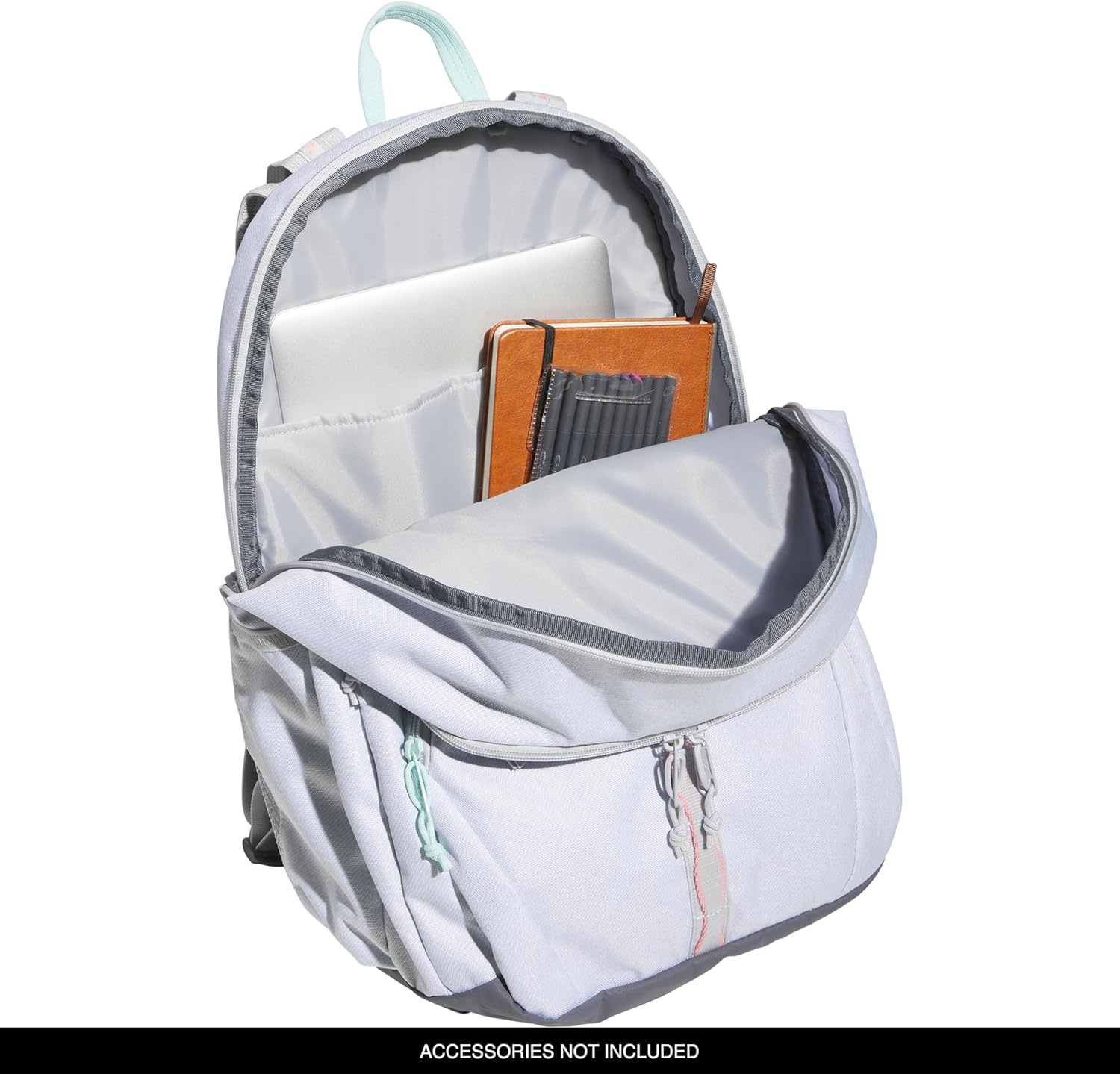 image:imageadidas Prime 7 Backpack for Laptop School and Travel 37LTwill WhiteSemi Flash Aqua Blue2