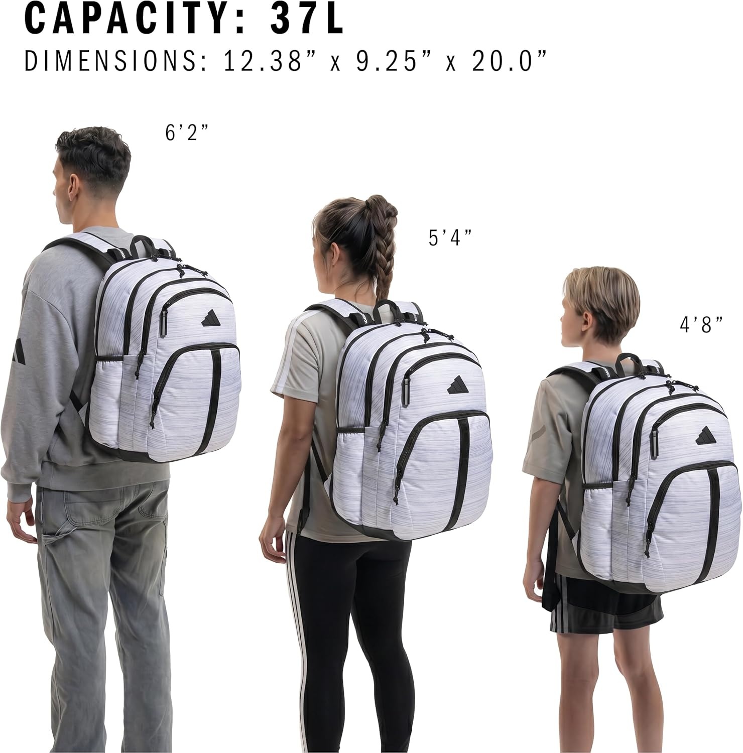 image:imageadidas Prime 7 Backpack for Laptop School and Travel 37LTwo Tone WhiteBlack