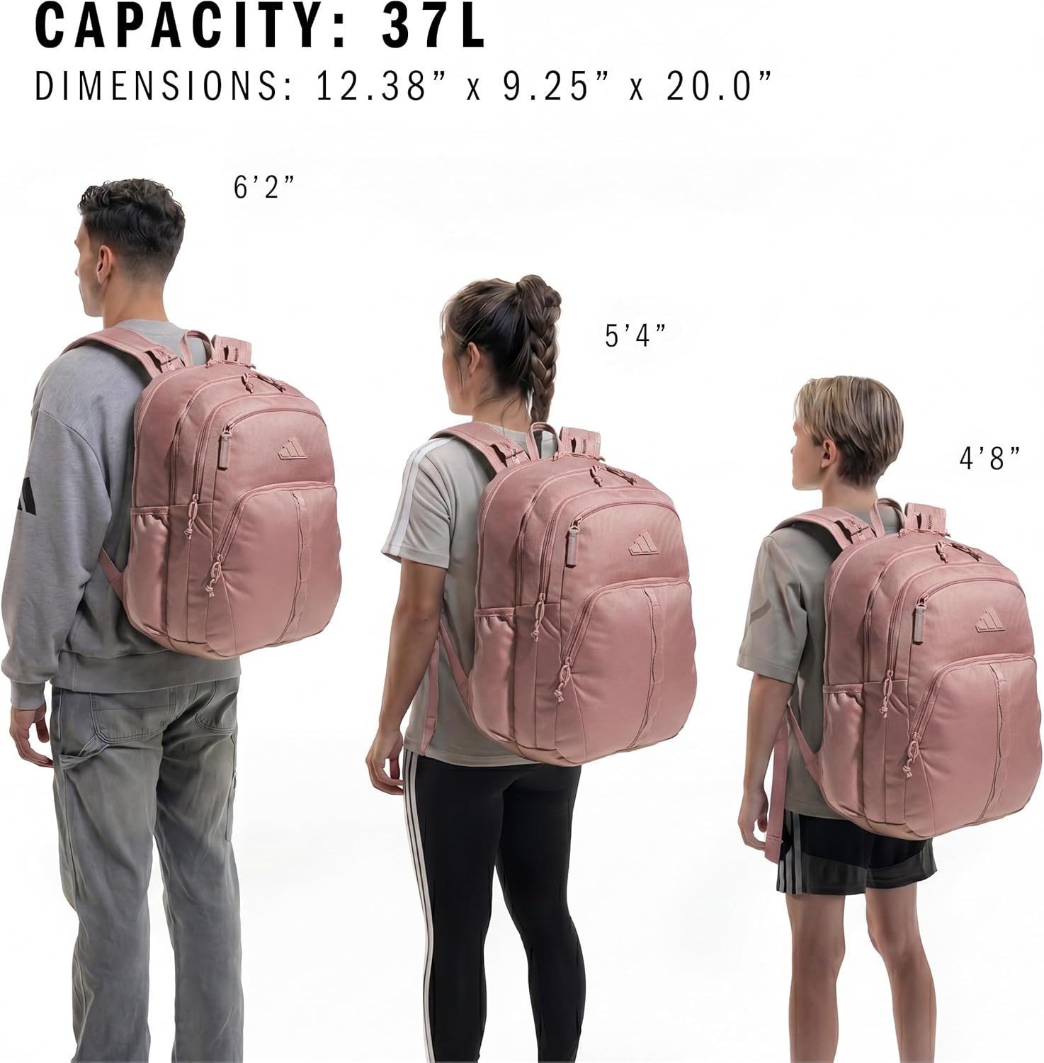 image:imageadidas Prime 7 Backpack for Laptop School and Travel 37LWarm Clay PinkBlack