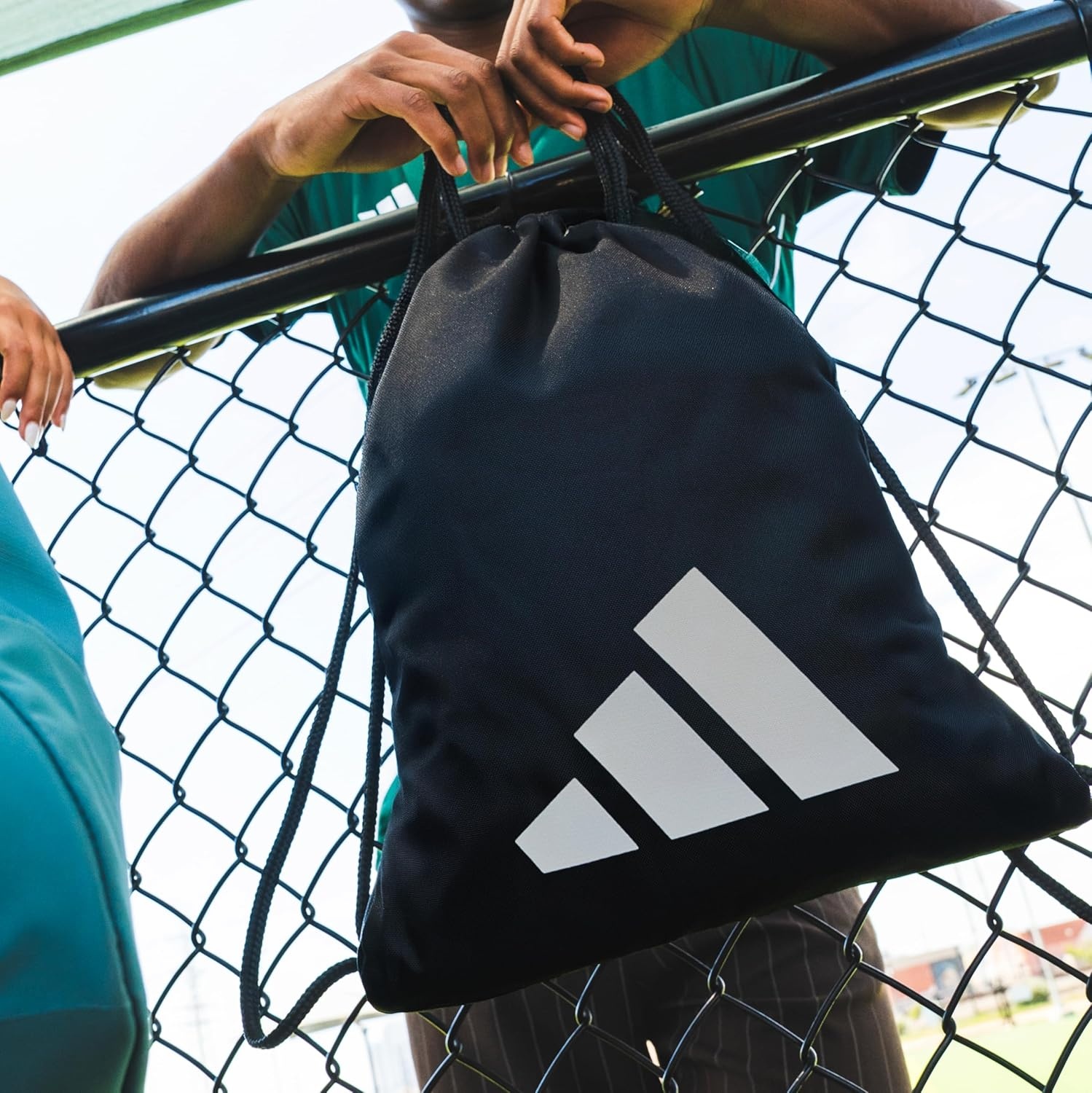image:imageadidas Ready Sackpack Drawstring Backpack Lightweight Small Gym BagTwill Preloved TealLime Burst Green10