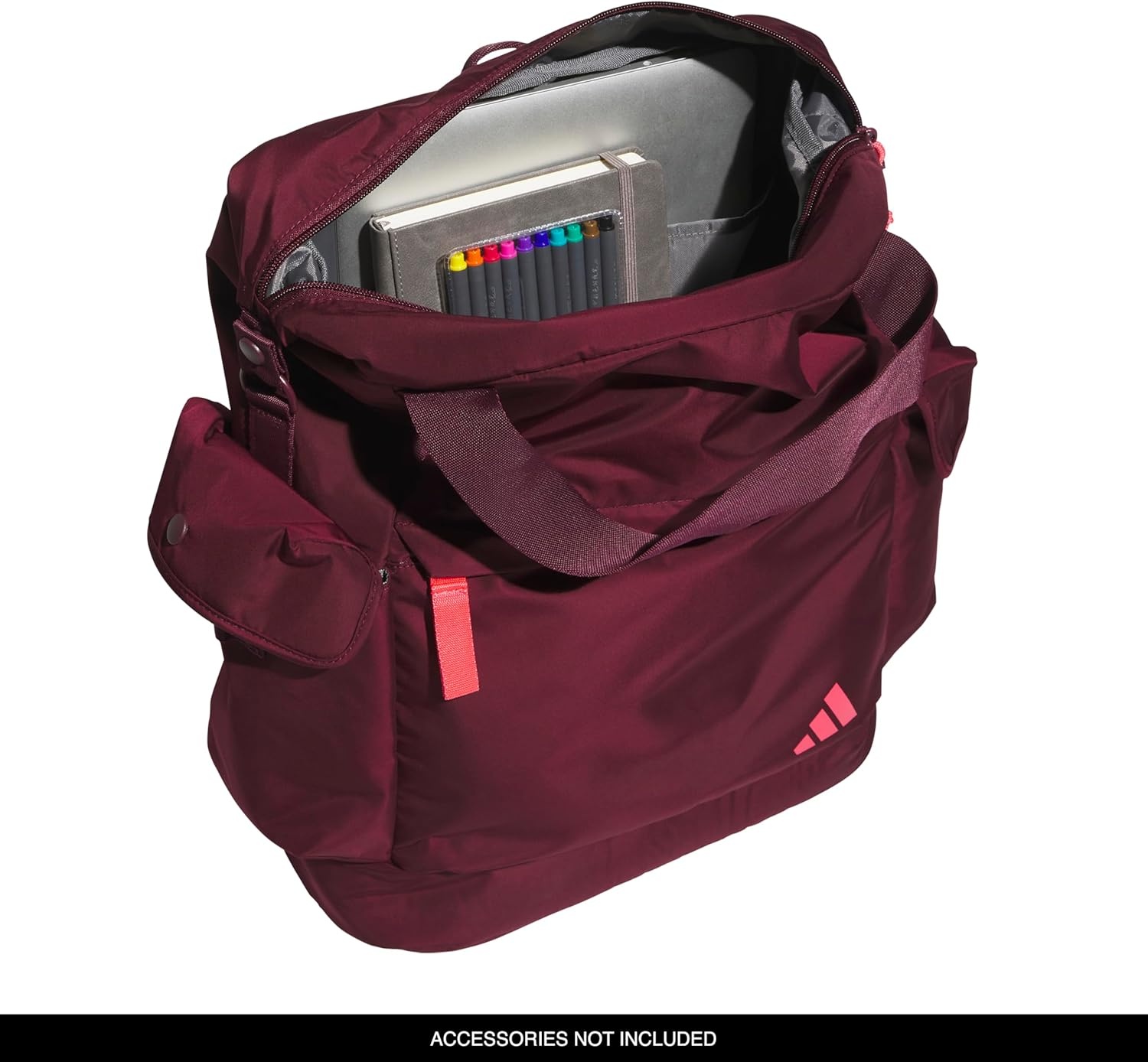 image:imageadidas Saturday Tote Backpack Versatile Bag with Hand amp Shoulder Straps 23LMaroonPure Turbo Pink