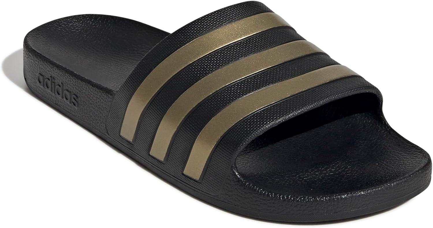 image:imageadidas Unisex Adult Adilette Aqua Slide SandalCore BlackGold MetallicCore Black