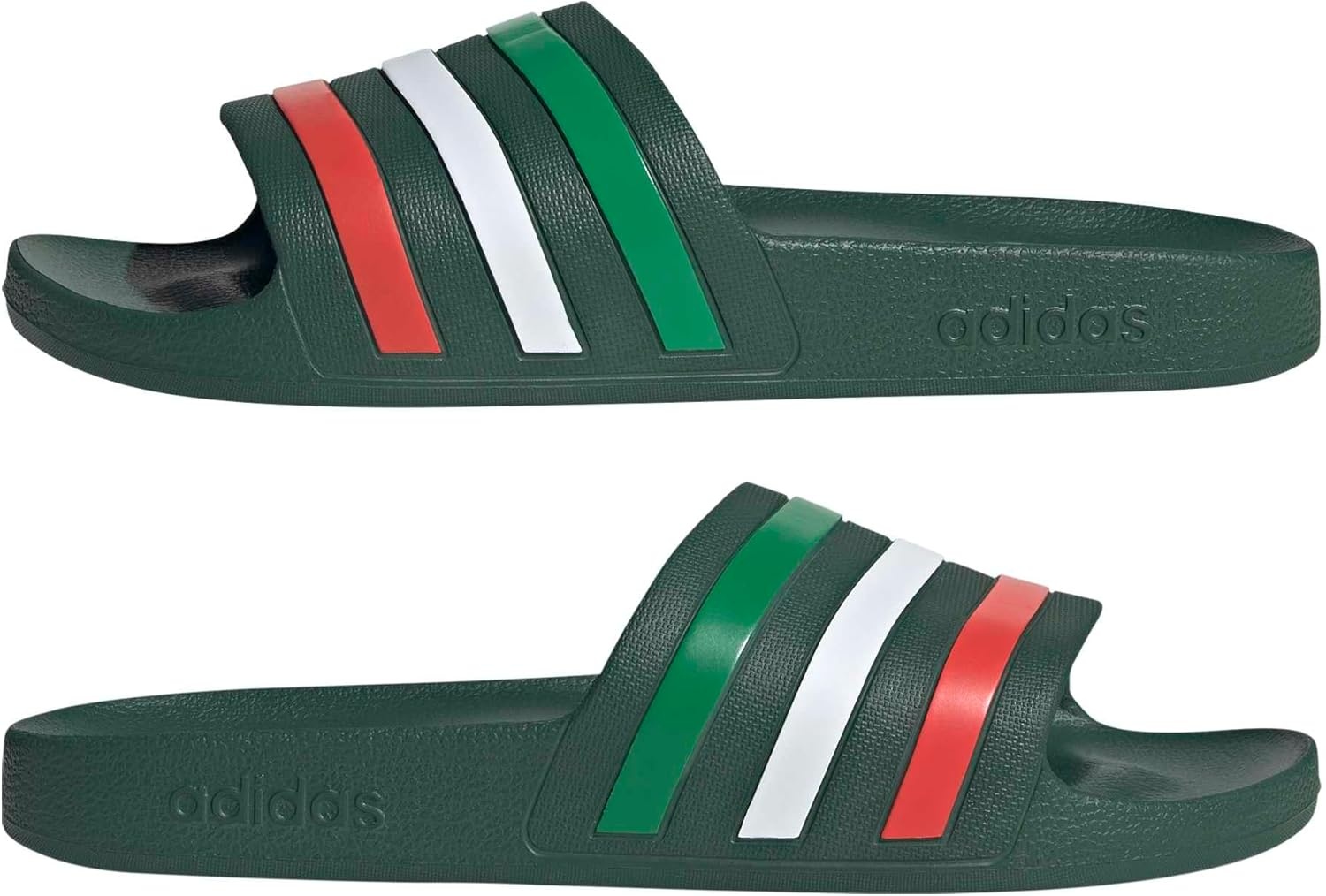 image:imageadidas Unisex Adult Adilette Aqua Slide SandalTeam Dark GreenWhiteBright Red