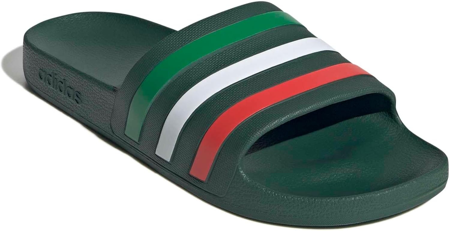image:imageadidas Unisex Adult Adilette Aqua Slide SandalTeam Dark GreenWhiteBright Red
