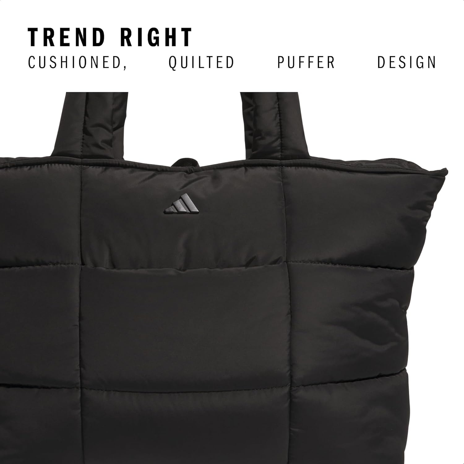 image:imageadidas Unisex Quilted Tote Puffer Shoulder BagAll MeBlack