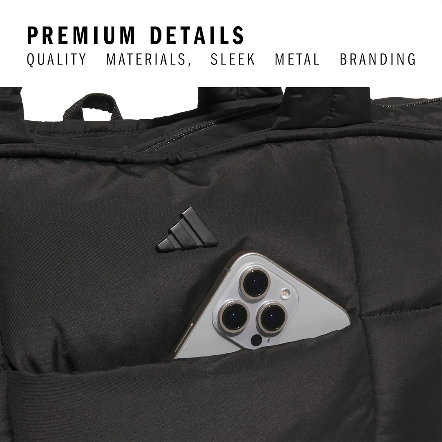 image:imageadidas Unisex Quilted Tote Puffer Shoulder BagAll MeBlack