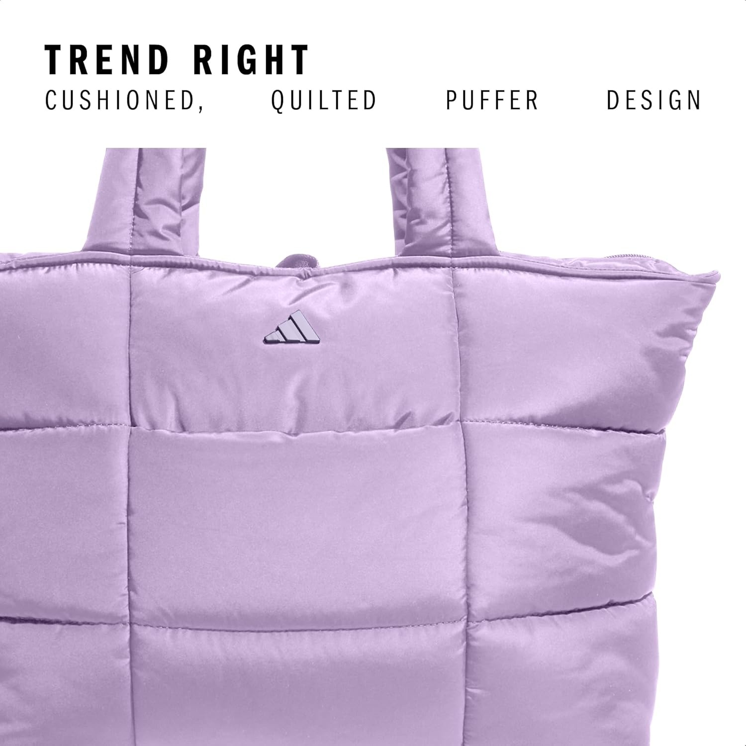 image:imageadidas Unisex Quilted Tote Puffer Shoulder BagAll MePowder Plum Purple