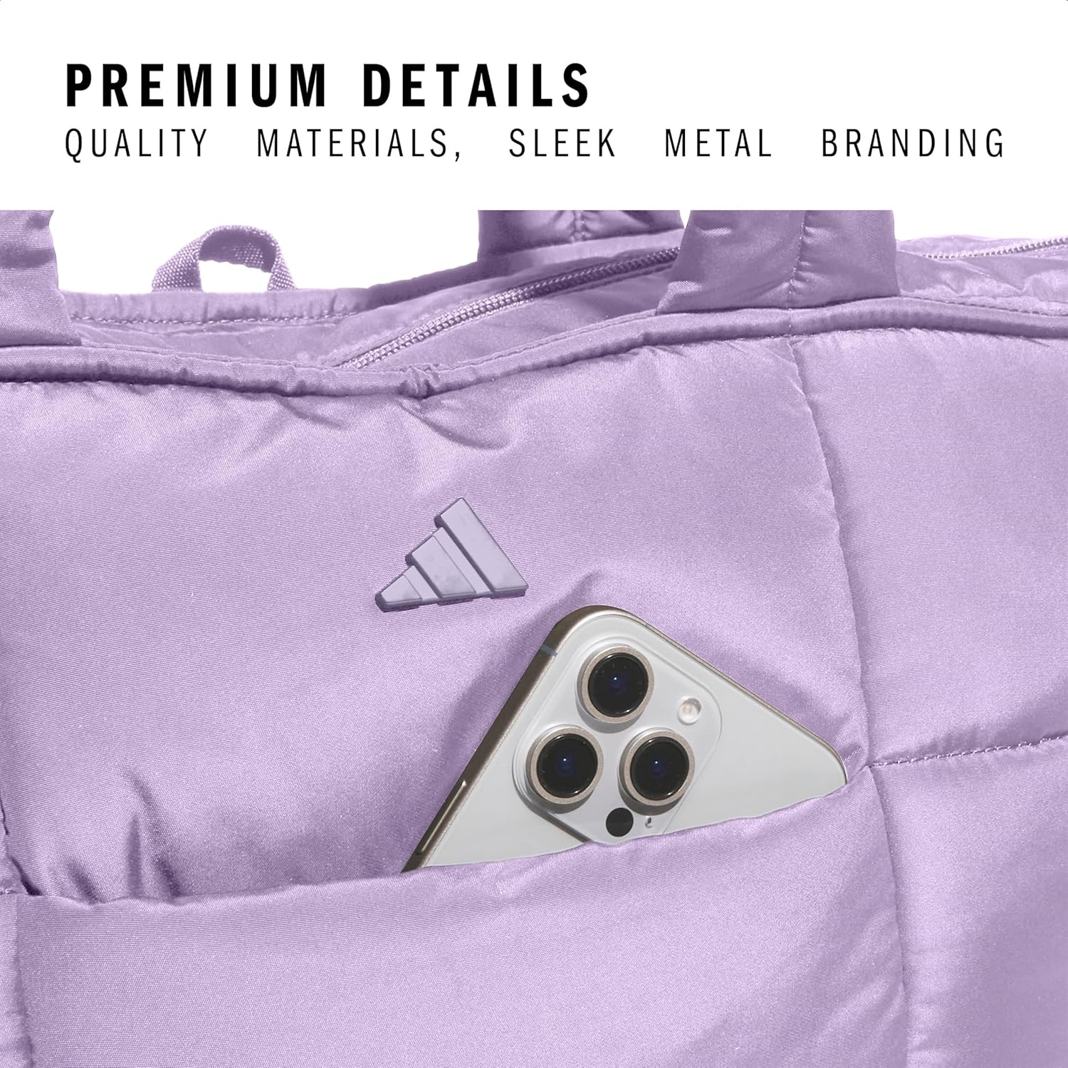 image:imageadidas Unisex Quilted Tote Puffer Shoulder BagAll MePowder Plum Purple