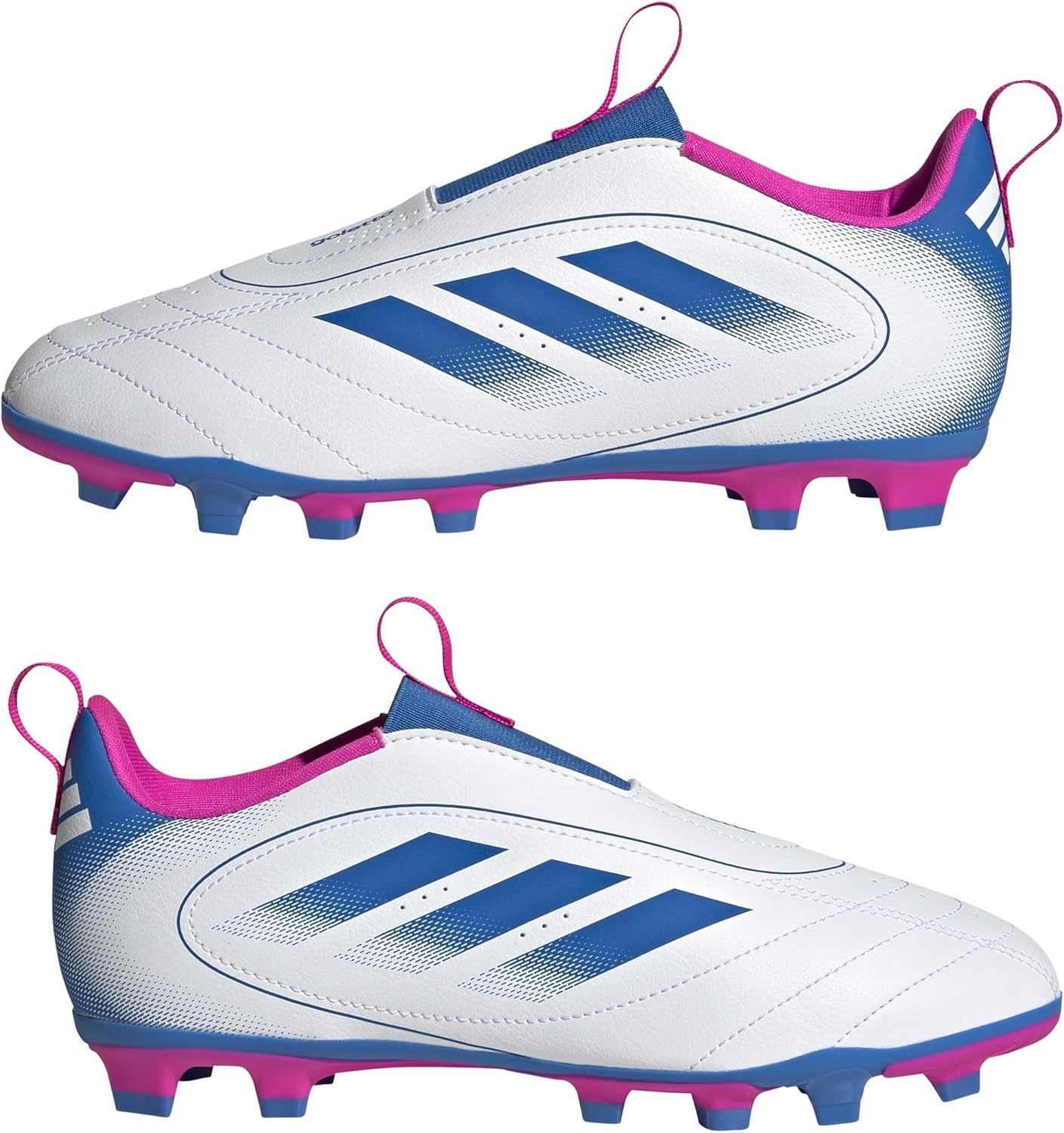 image:imageadidas UnisexKids Goletto IX Laceless FirmMulti GroundWhiteBright RoyalTeam Shock Pink