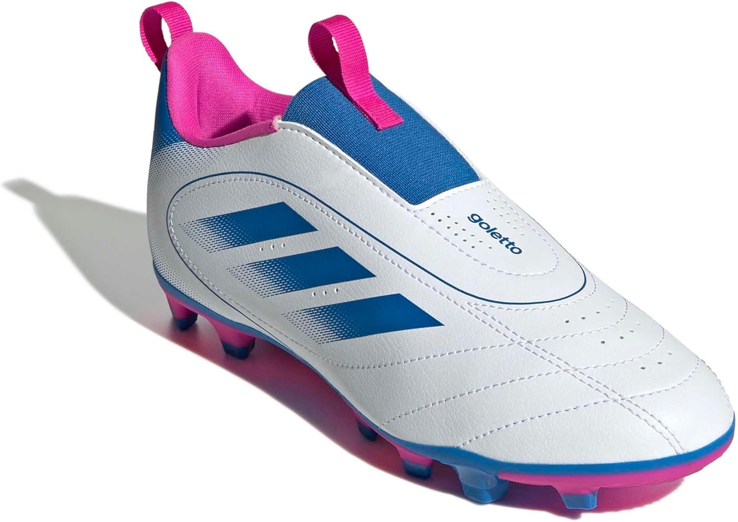 image:imageadidas UnisexKids Goletto IX Laceless FirmMulti GroundWhiteBright RoyalTeam Shock Pink