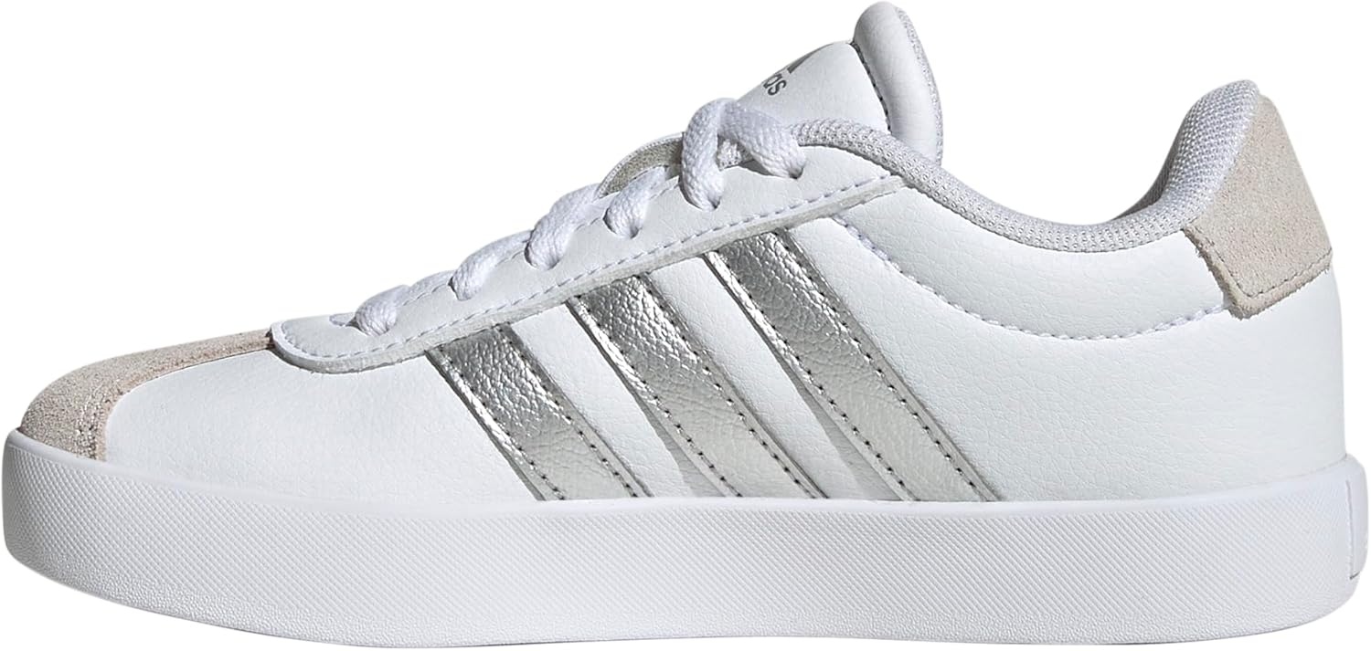 image:imageadidas UnisexKids VL Court 30WhiteSilver MetallicGrey