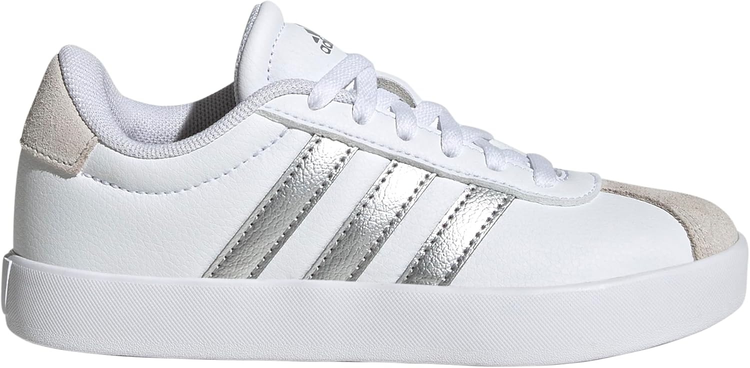 image:imageadidas UnisexKids VL Court 30WhiteSilver MetallicGrey