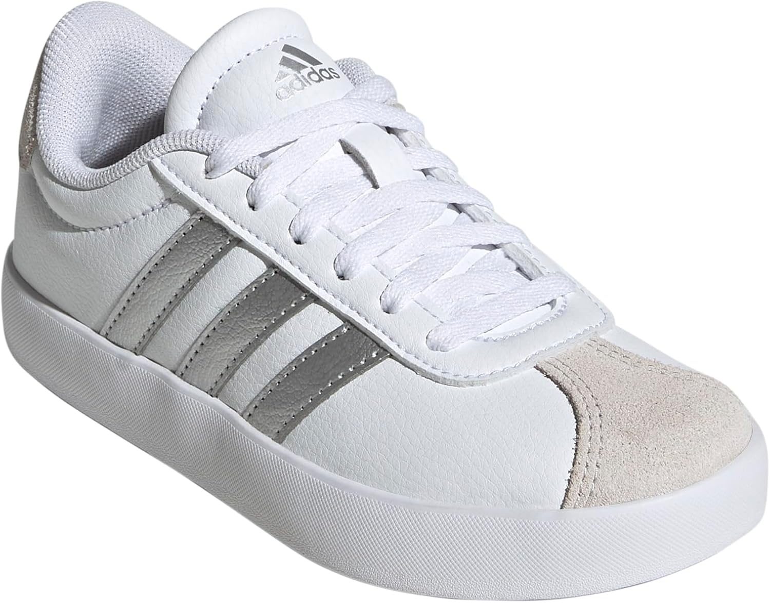 image:imageadidas UnisexKids VL Court 30WhiteSilver MetallicGrey