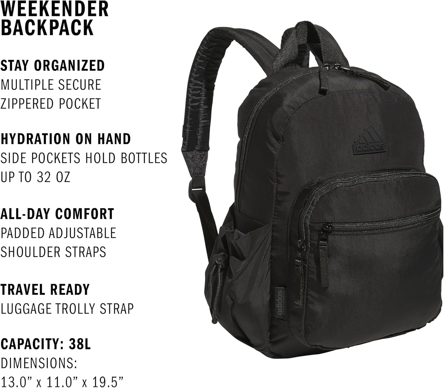 image:imageadidas Weekender Backpack Small Lightweight Everyday Bag 19LBlack1