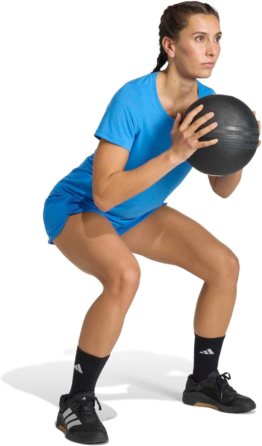 image:imageadidas Womens Pacer Essentials Knit HighRise Shorts Casual Bottoms Casual PurpleRay Blue