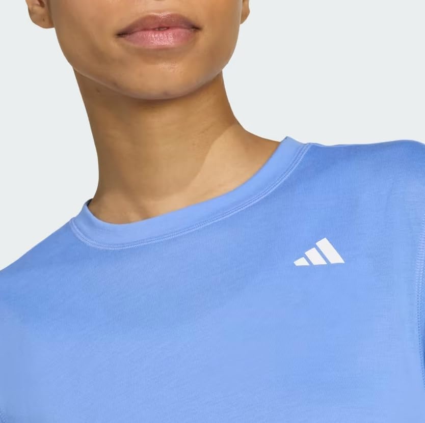 image:imageadidas Womens Train Essentials Boxy Workout Crew Neck Short Sleeve Athletic Casual Tops Casual WhiteBlue Fusion