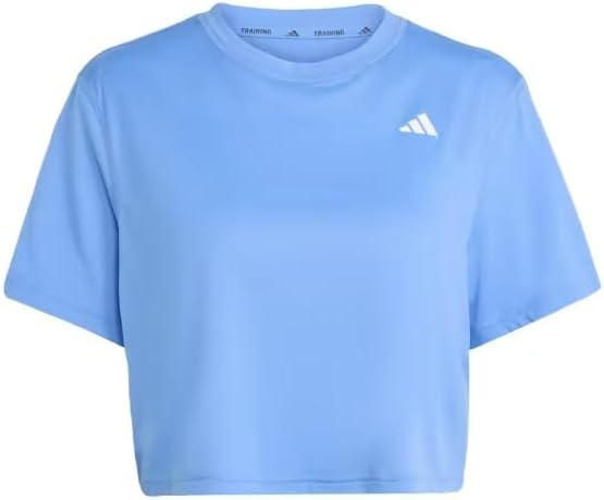 image:imageadidas Womens Train Essentials Boxy Workout Crew Neck Short Sleeve Athletic Casual Tops Casual WhiteBlue Fusion