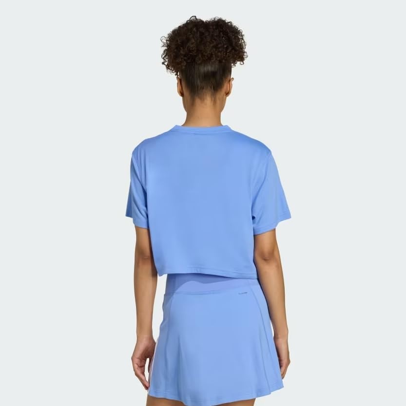 image:imageadidas Womens Train Essentials Boxy Workout Crew Neck Short Sleeve Athletic Casual Tops Casual WhiteBlue Fusion