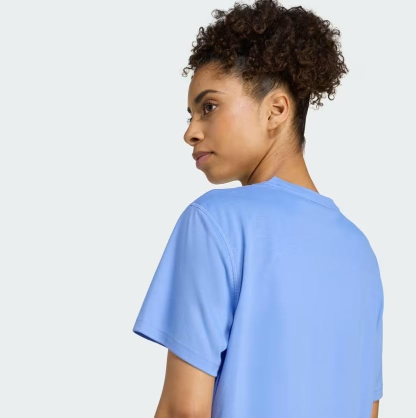 image:imageadidas Womens Train Essentials Boxy Workout Crew Neck Short Sleeve Athletic Casual Tops Casual WhiteBlue Fusion