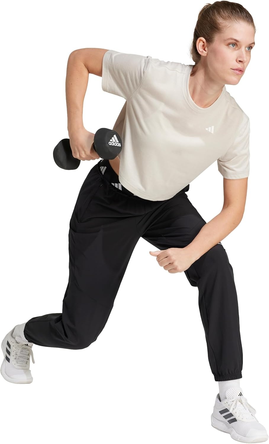 image:imageadidas Womens Train Essentials Boxy Workout Crew Neck Short Sleeve Athletic Casual Tops Casual WhiteWonder Alumina