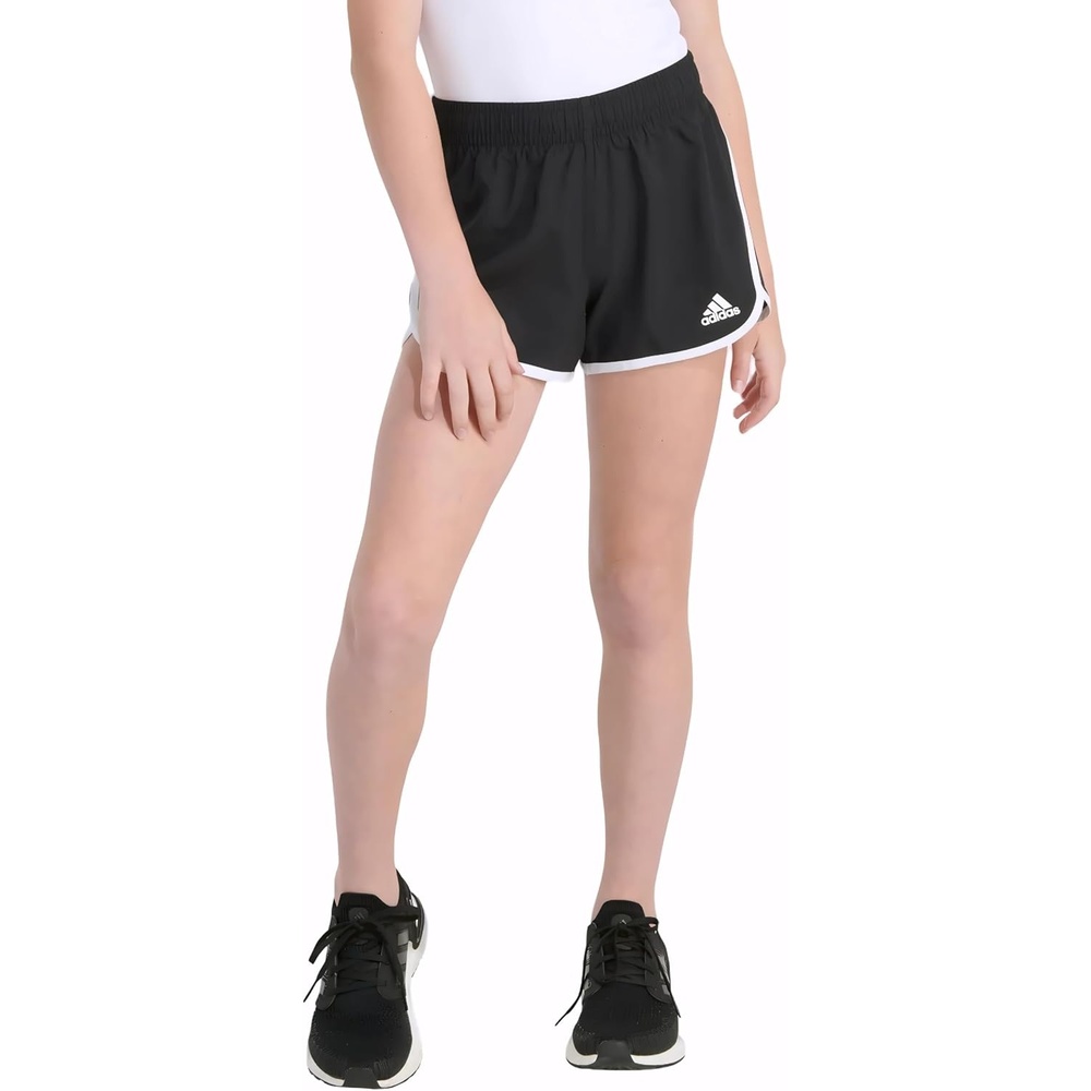 image:imageAdidas Girls Elastic Waistband Retro Woven Gym ShortsBlack
