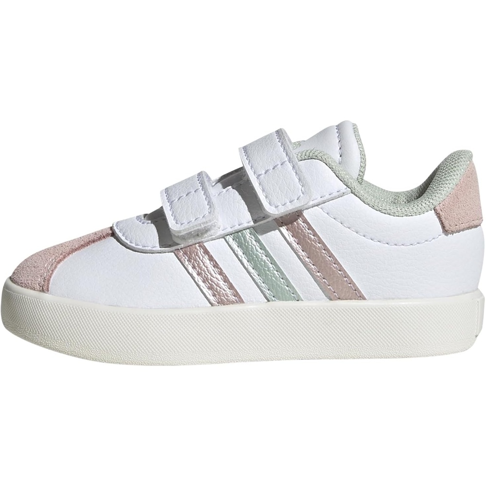 image:imageAdidas UnisexChild Vl Court BoldWhiteLinen Green MetallicSandy Pink Metallic