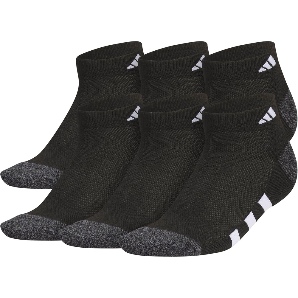 image:imageadidas Boys Cushioned Angle Stripe Low Cut Socks 6Pack Little KidBig KidAdultBlackOnix GreyWhite