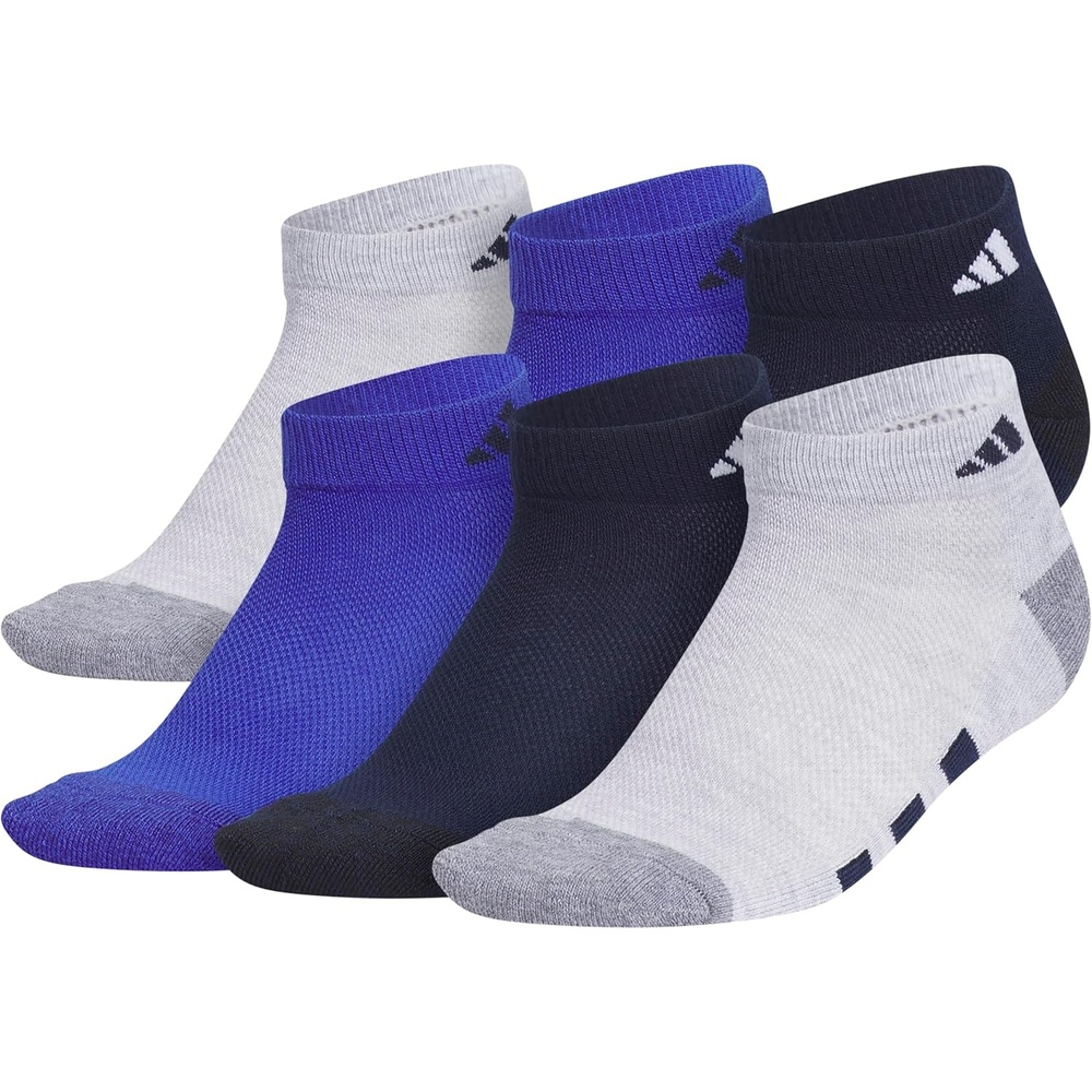 image:imageadidas Boys Cushioned Angle Stripe Low Cut Socks 6Pack Little KidBig KidAdultCool Light HeatherCollegiate NavySemi Lucid Blue