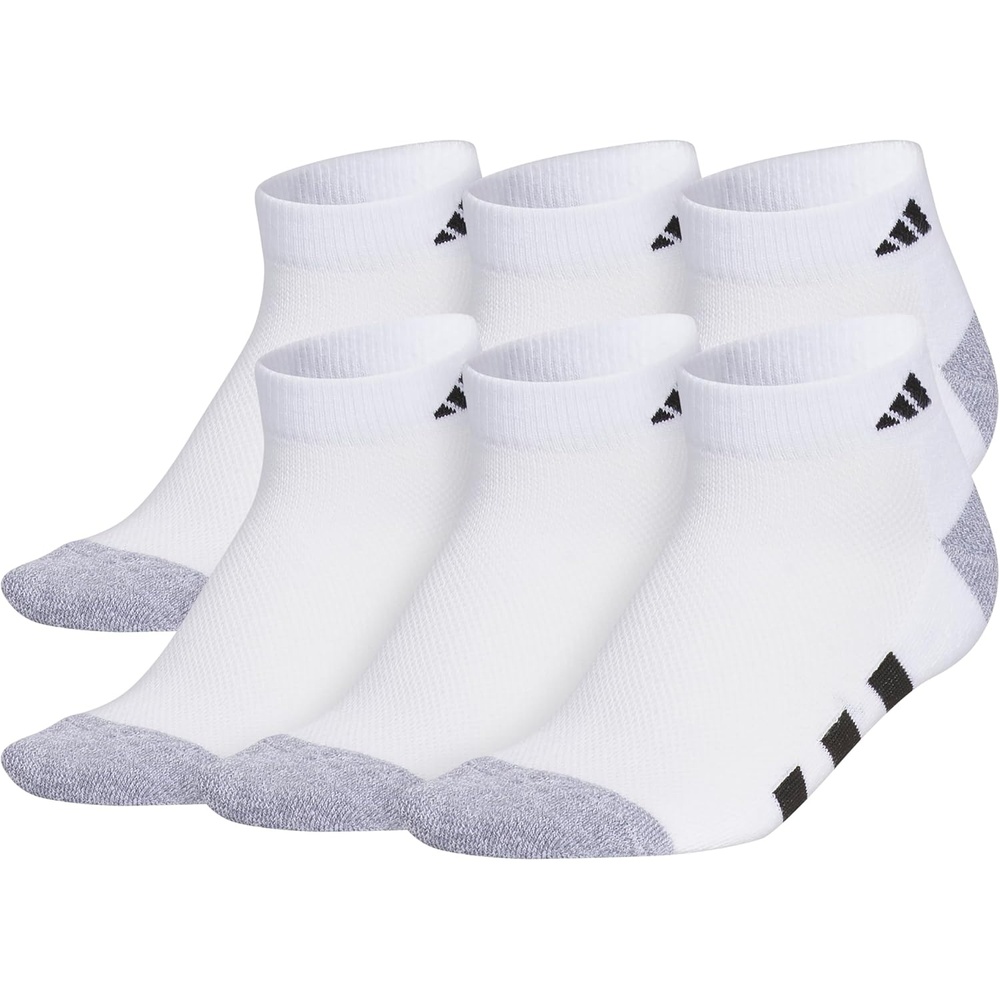 image:imageadidas Boys Cushioned Angle Stripe Low Cut Socks 6Pack Little KidBig KidAdultWhiteGreyBlack