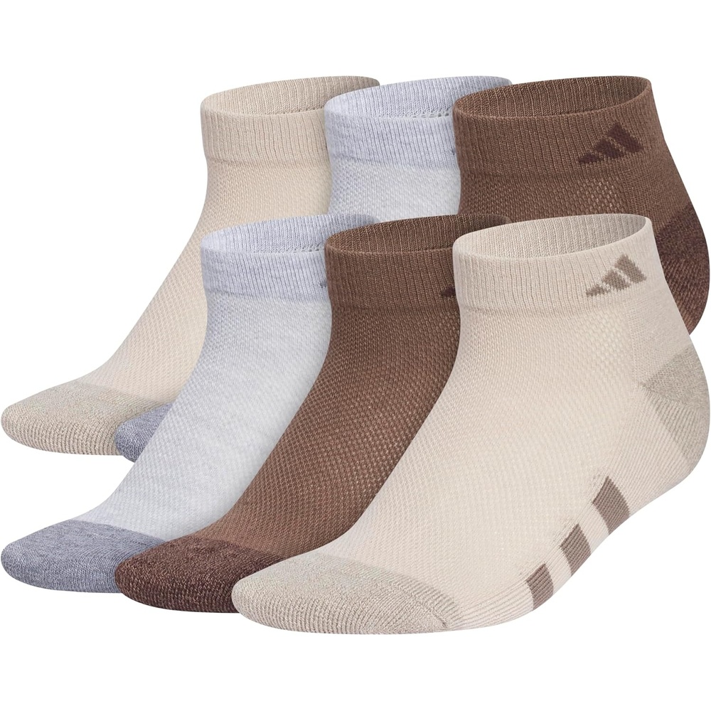 image:imageadidas Boys Cushioned Angle Stripe Low Cut Socks 6Pack Little KidBig KidAdultWonder BeigeCool Light HeatherEarth Strata Brown
