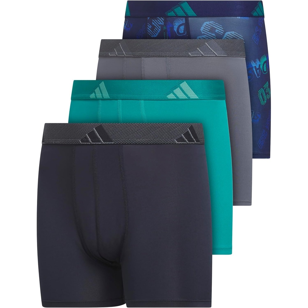 image:imageadidas Boys Performance Microfiber Boxer Briefs 4Pack or 3Pack Kids Graphic UnderwearPerformance 3 Maniadark Bluelegend Inkeqt GreenOnix GreyEqt GreenGraphic