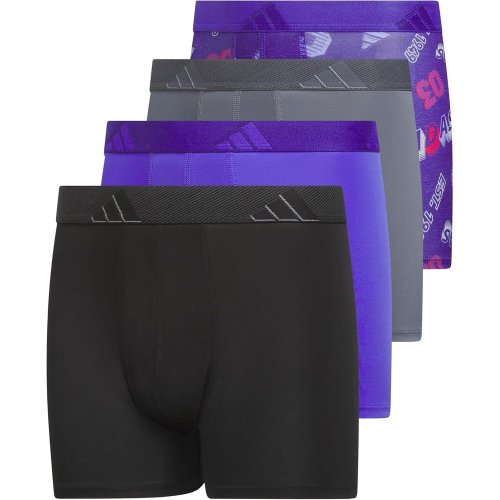image:imageadidas Boys Performance Microfiber Boxer Briefs 4Pack or 3Pack Kids Graphic UnderwearPerformance 3 Maniapure Purplesolar Purplepower PinkOnix GreySolar PurpleGraphic