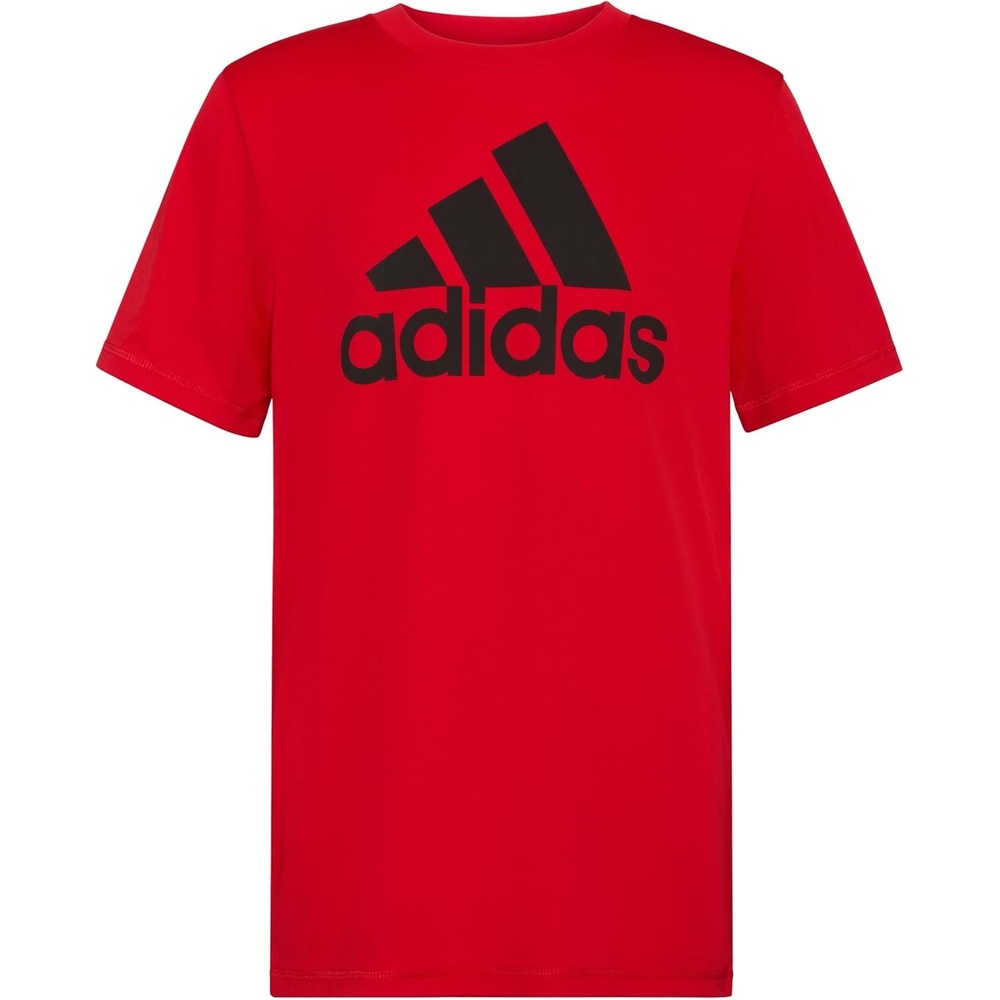 image:imageadidas Boys Short Sleeve Aeroready Performance Logo Tee TShirtScarlet