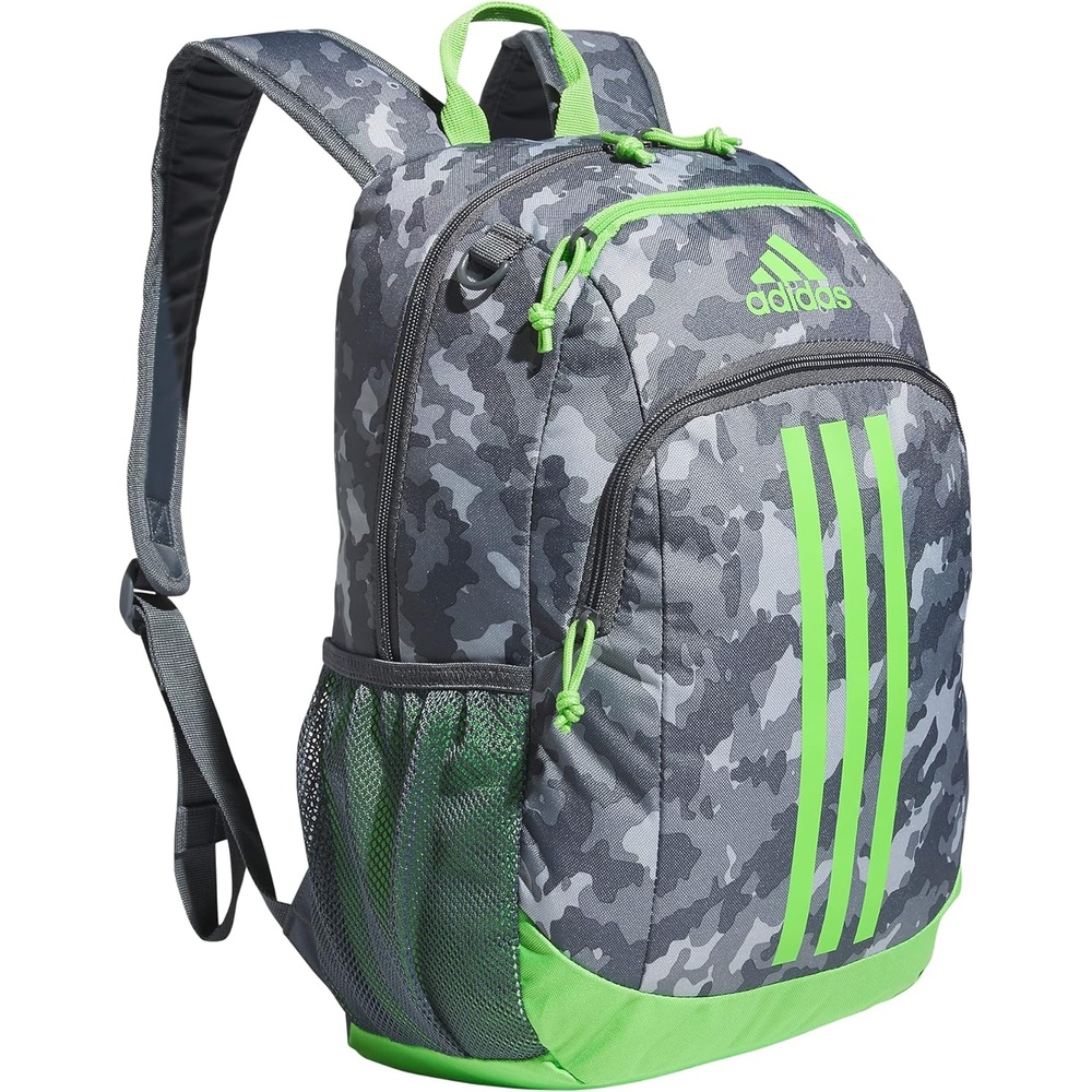 image:imageadidas Creator School Backpack for Girls amp Boys Durable BookbagEssential Camo GreyLucid Lime GreenOnix Grey