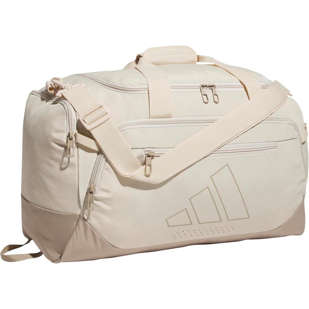 image:imageadidas Defender 5 Duffel Bag Premium Duffle for Sports Gym amp TravelCrystal Linen BeigeTrace Khaki