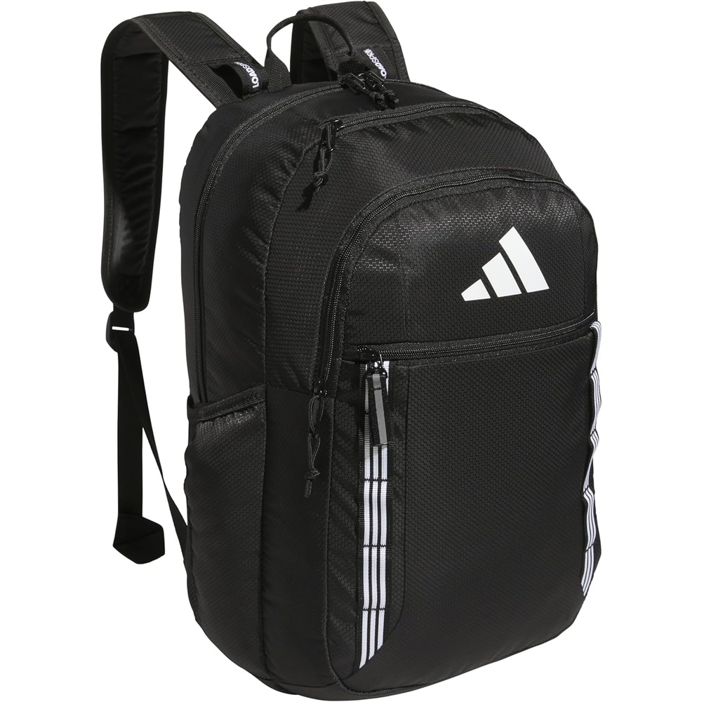 image:imageadidas Excel 7 School Backpack for Laptop Gym and Travel 34LBlackWhite 3 Stripe Webbing75