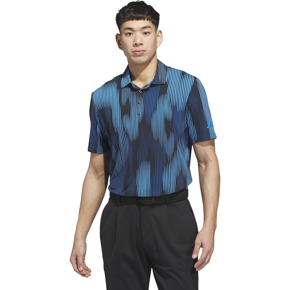 image:imageadidas Golf Mens Ultimate365 Tour Cool Feel Print Polo ShirtLucid Ray Blue