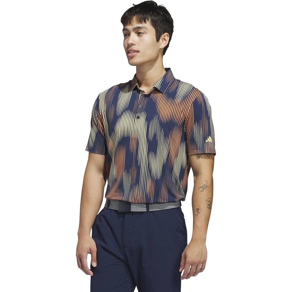image:imageadidas Golf Mens Ultimate365 Tour Cool Feel Print Polo ShirtSemi Ice Tangerine