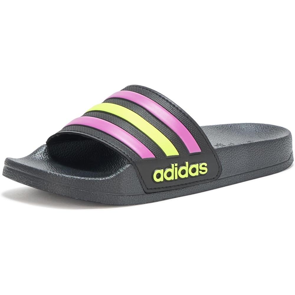 image:imageadidas Kids Adilette Shower SlideBlackFlash PinkSolar Yellow