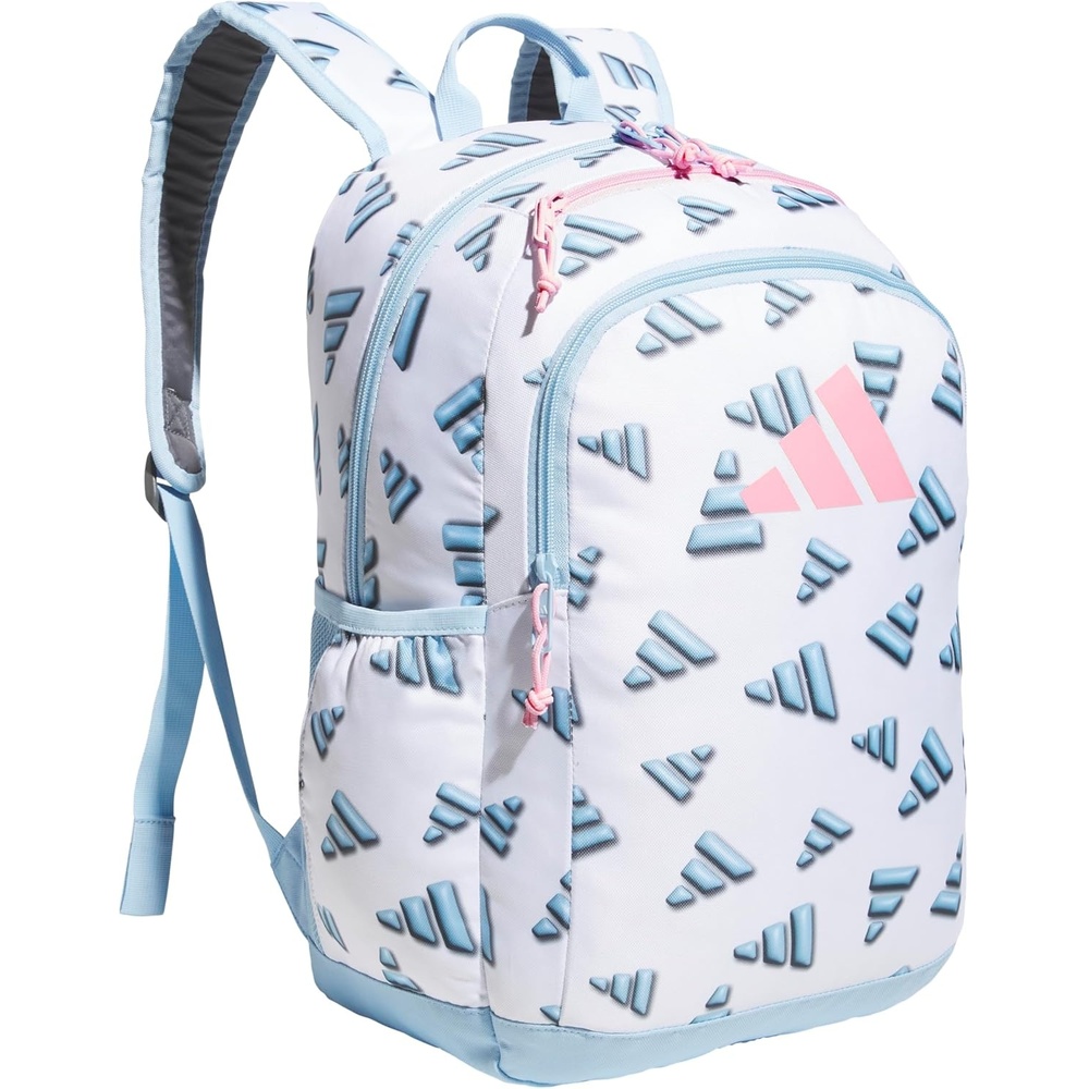 image:imageadidas Kids Affiliate Backpack School Bag for Girls and Boys 27L3d Aop WhiteClear Sky BlueClear Pink