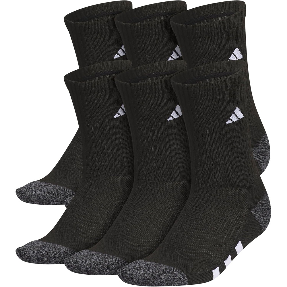image:imageadidas Kids Cushioned Crew Socks for Boys amp Girls 6 Pairs Durable amp ComfortableBlackOnix GreyWhite