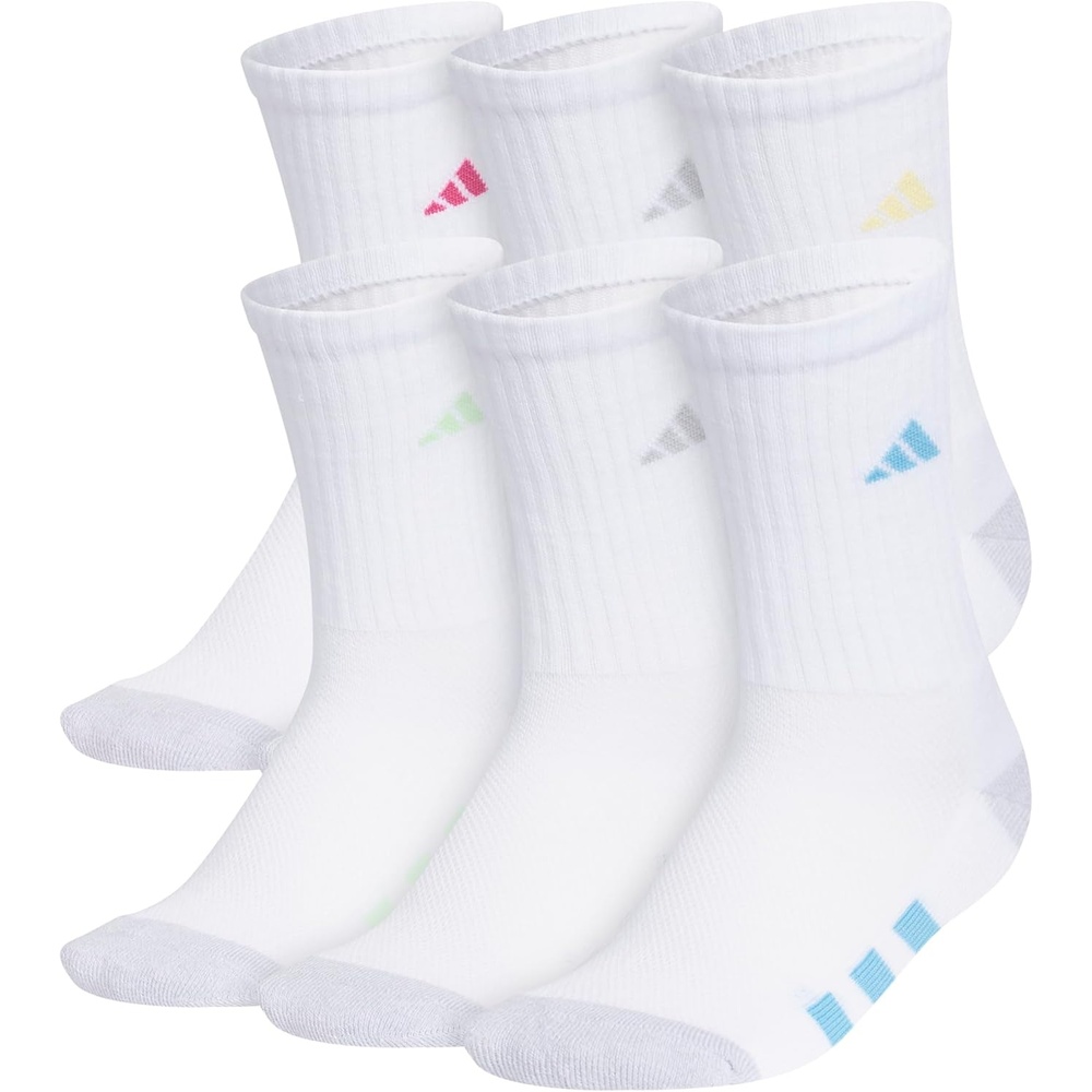 image:imageadidas Kids Cushioned Crew Socks for Boys amp Girls 6 Pairs Durable amp ComfortableGirlsWhiteWhiteclear Onix GreyPulse Magenta Pink