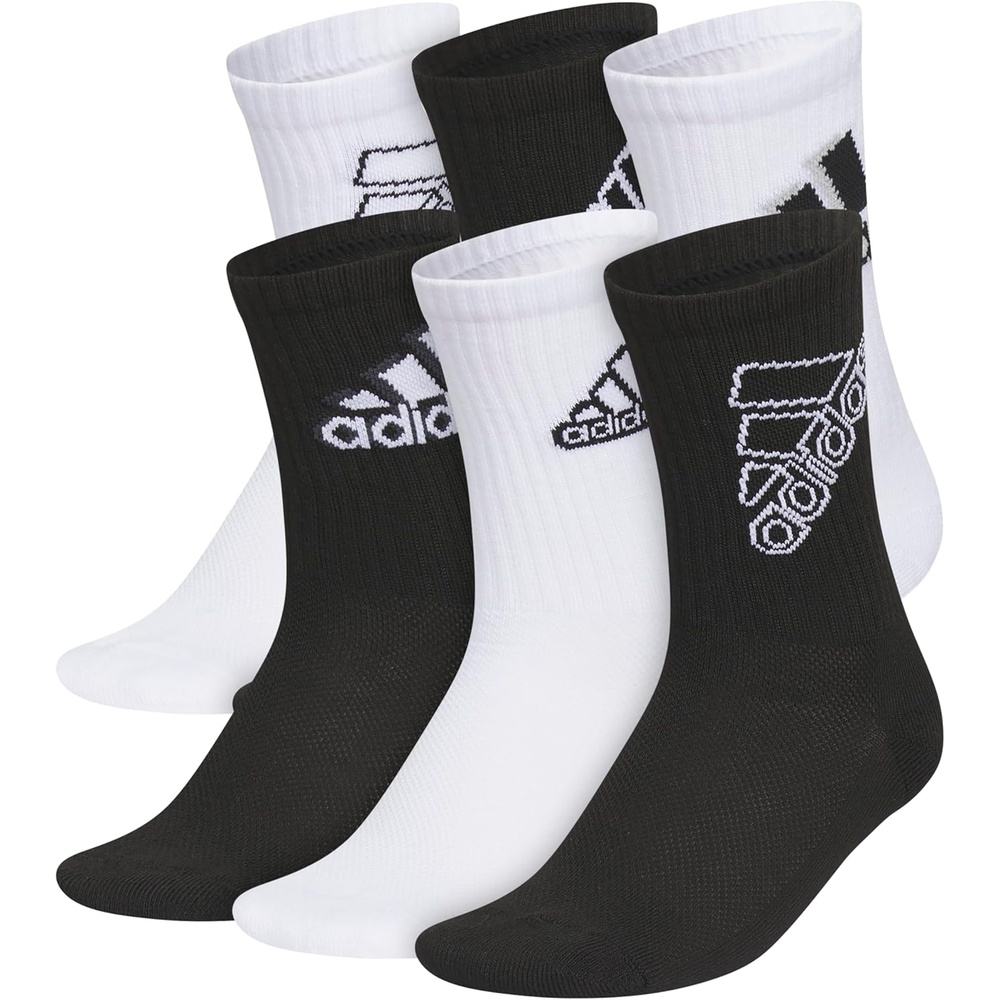 image:imageadidas Kids Cushioned Crew Socks for Boys amp Girls 6 Pairs Durable amp ComfortableMixedWhiteBlack