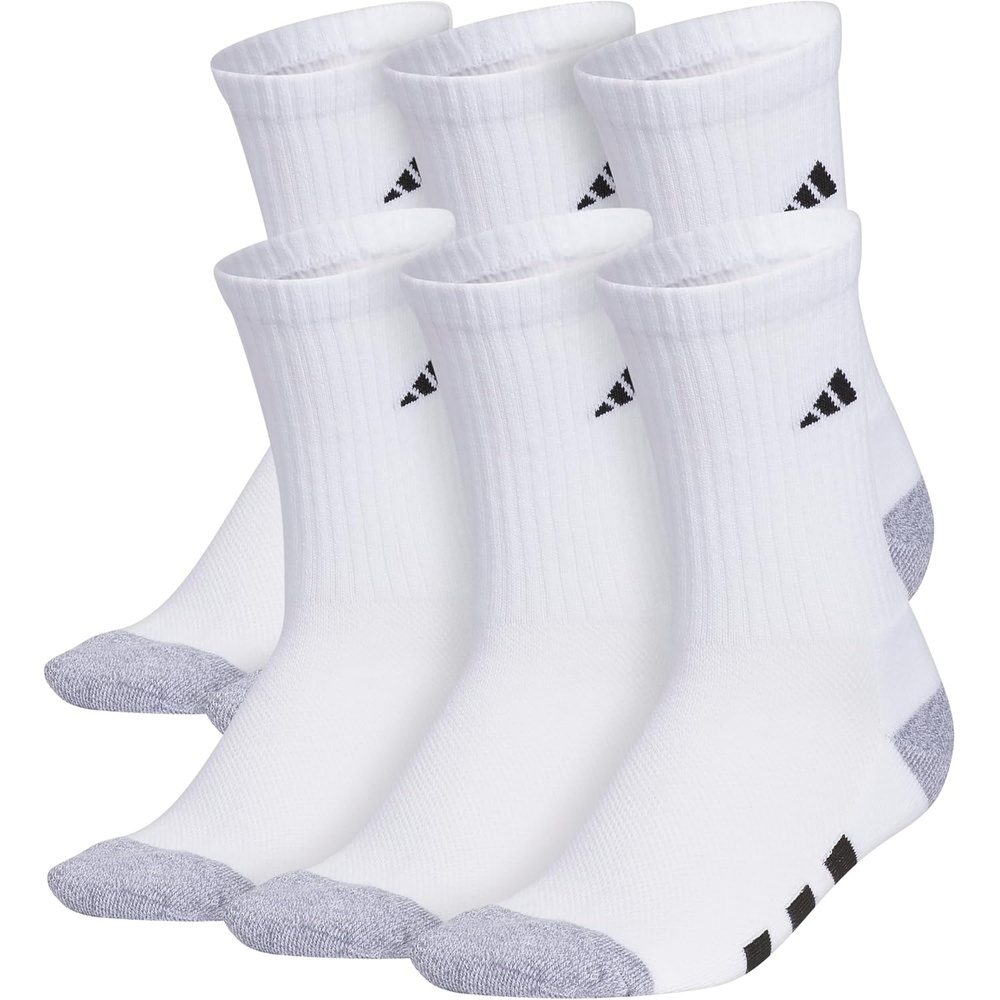 image:imageadidas Kids Cushioned Crew Socks for Boys amp Girls 6 Pairs Durable amp ComfortableWhiteGreyBlack