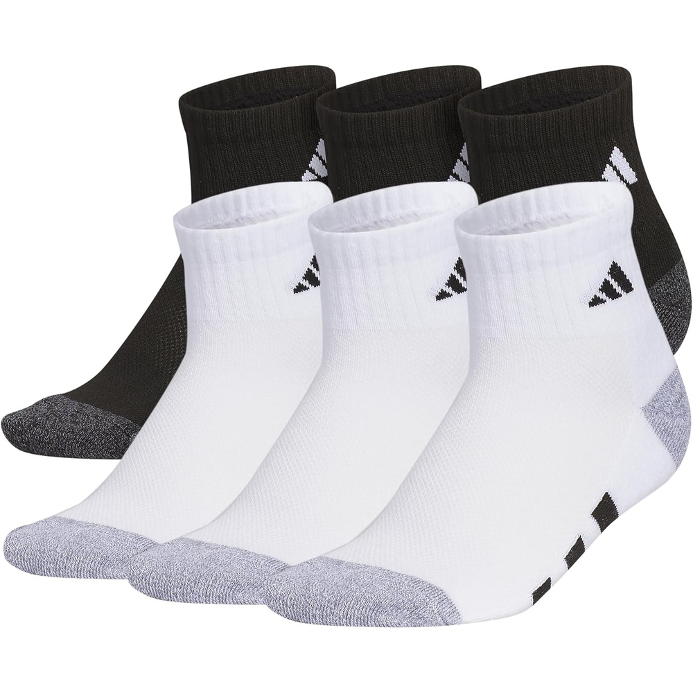 image:imageadidas Kids Cushioned Quarter Ankle Socks for Boys and Girls 6 Pairs Durable amp ComfortableWhiteBlackWhite