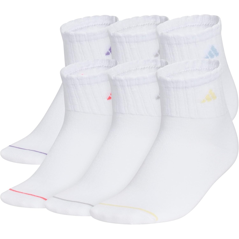 image:imageadidas Kids Cushioned Quarter Ankle Socks for Boys and Girls 6 Pairs Durable amp ComfortableWhiteClear Onix GreyGlow BlueGirlsFashion