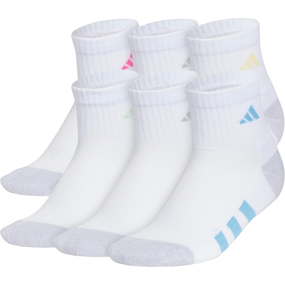image:imageadidas Kids Cushioned Quarter Ankle Socks for Boys and Girls 6 Pairs Durable amp ComfortableWhiteClear Onix GreyPulse Magenta PinkGirls